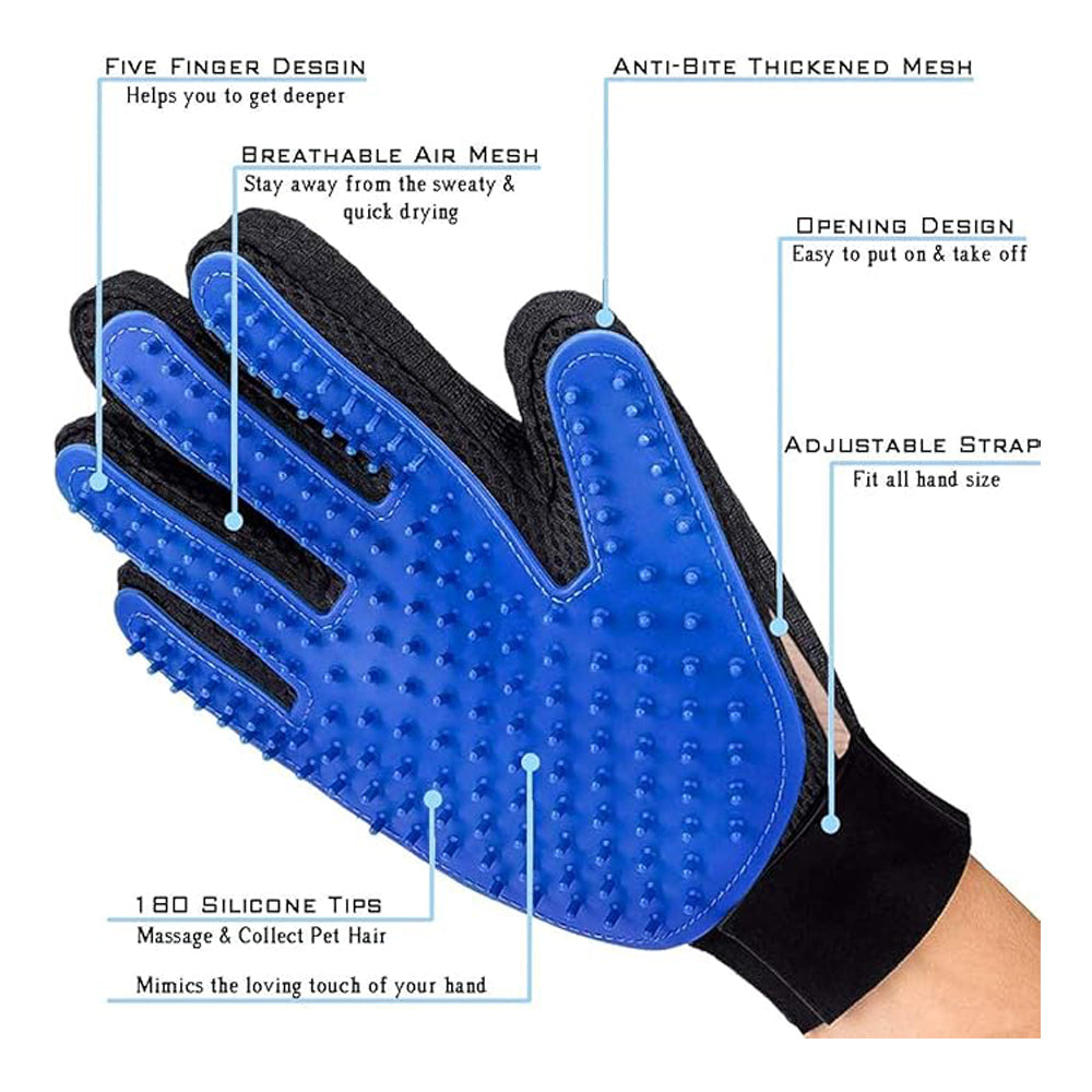 1 Pair Pet Grooming Cat Dog Rabbits Horse Gloves Pet Brush Glove Premium De-Shedding Glove