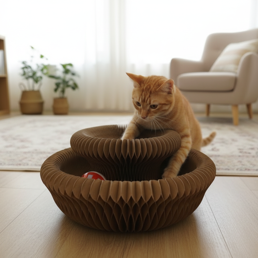 ALEF Interactive Cat Toy Ball and Corrugated Scratcher