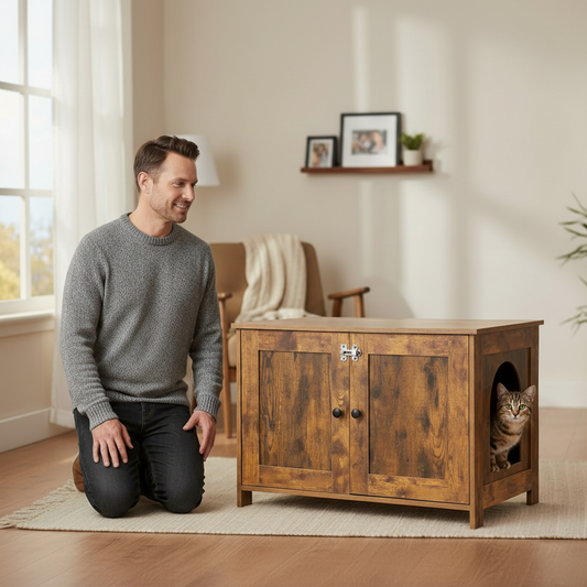 Pawvera Cat Litter Box Enclosure Furniture For Hidden Cat Toilet