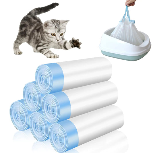120 Pack Cat Litter Box Liners with Drawstring Cat Litter Bags Replacement Waste Bags for Litter Box Robot 3/4 Self-Cleaning Kitty Litter Box Trash Bags(25" x 15.7")